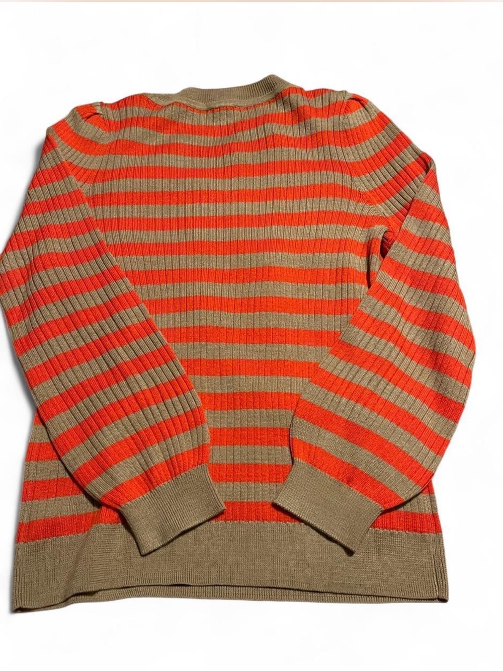 NWT Talbots Cable Knit Striped Sweater Bright Orange & Beige Size: M Petite - Picture 5 of 7